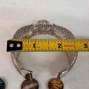 Fan Design SilverTone Bracelet with Five Interchangeable Medallions